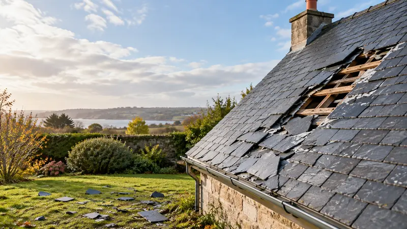 Toiture après une tempête